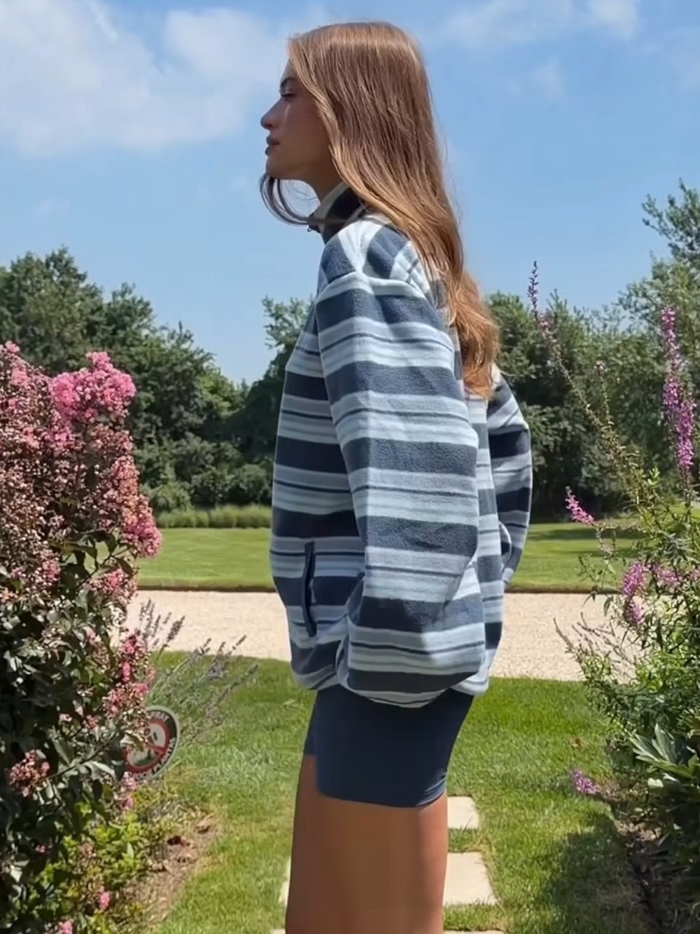 Set Active Microfleece Stripe Half Zip Hammock Blue Small BNWT Trendy - Picture 3 of 11